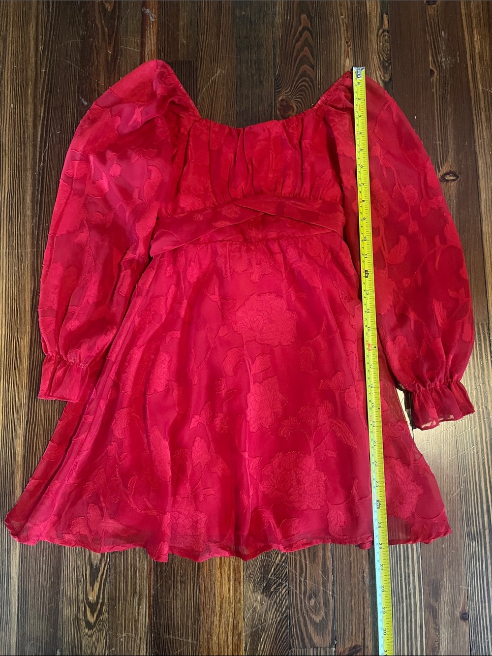 Girls' Red Long-Sleeve Party Dress